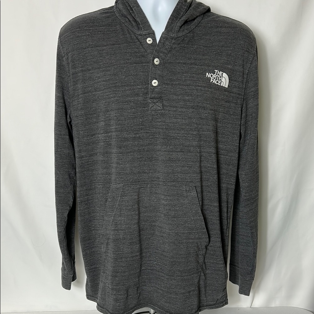 The North Face Men’s Size Large Dark Gray Henley Style Hoodie Relaxed Fit Shirt